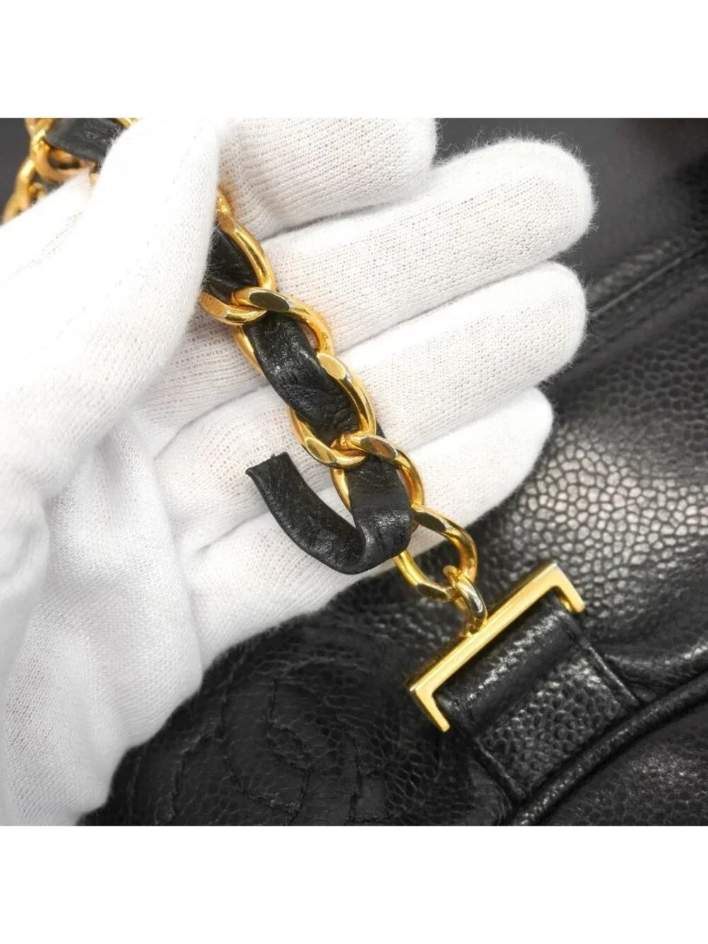 Chanel Backpack Triple Coco Caviar Leather Black Gold